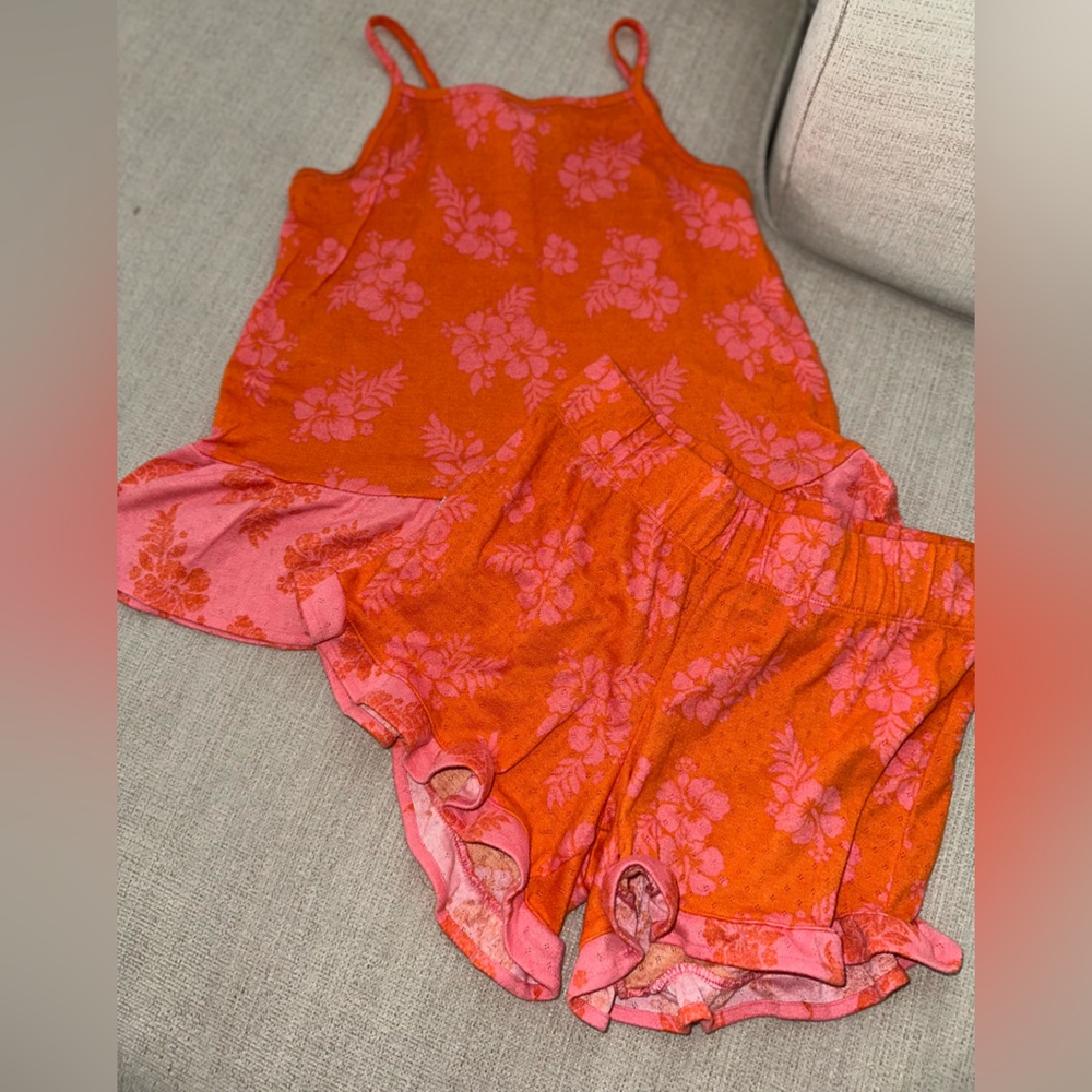 Art class Floral Orange and Pink Pajama Set